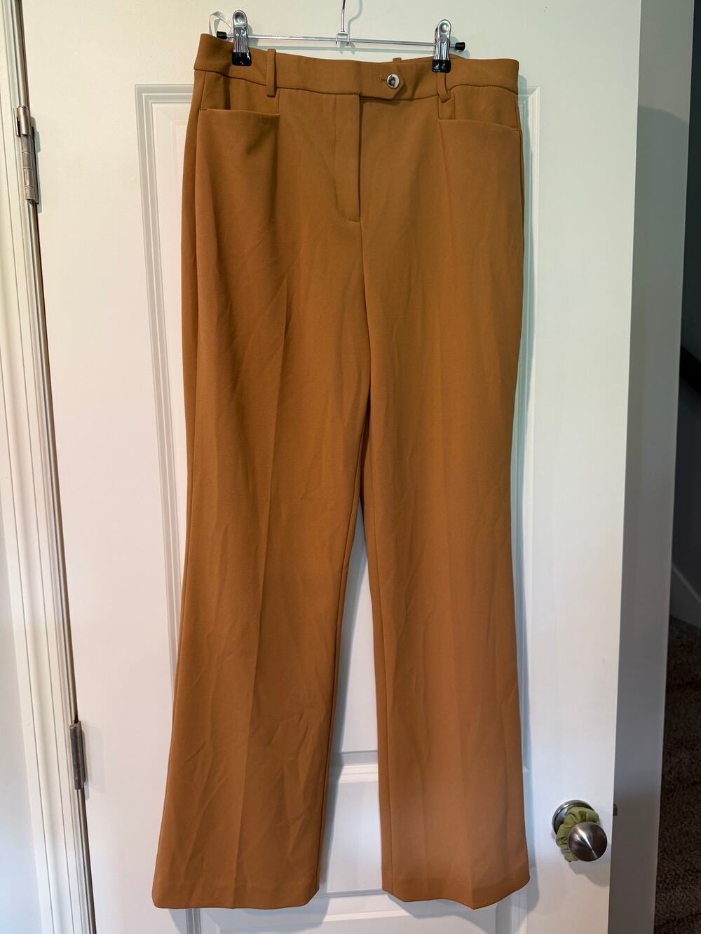 NWT Calvin Klein Women's Tailored Wide-Leg Trousers – Cognac Brown – Size 10